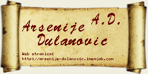 Arsenije Dulanović vizit kartica
